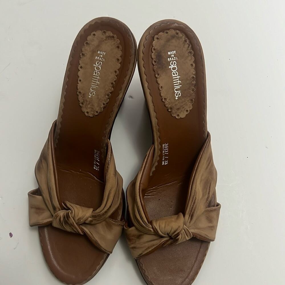 NWOT SPATIFILUS KNOT FRONT WEDGE ESPADRILLE SANDALS SIZE US 7